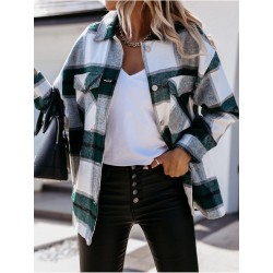 Vintage plaid shirt with long sleeves and buttons - jacketBlouses & shirts