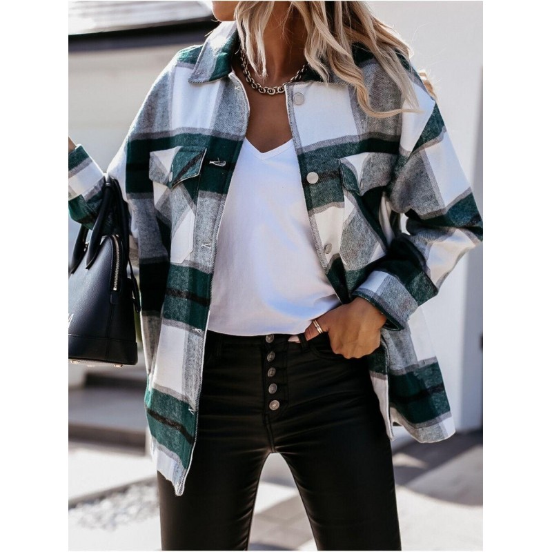 Vintage plaid shirt with long sleeves and buttons - jacketBlouses & shirts