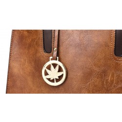 Fashionable leather handbag - crossbody - small clutch bag - hemp logo - 3 pieces setSets