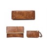 Fashionable leather handbag - crossbody - small clutch bag - hemp logo - 3 pieces setSets