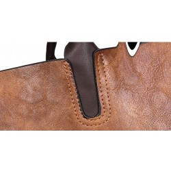 Fashionable leather handbag - crossbody - small clutch bag - hemp logo - 3 pieces setSets