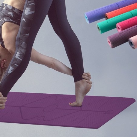 Yoga mat with position lines - gym - pilates - fitness - non-slip sport matEquipment