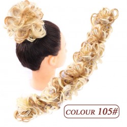 Elastic scrunchie - curly synthetic hair - bun - ponytail - hair extensionWigs