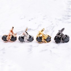 Luxurious cufflinks with black crystal - 2 piecesCufflinks