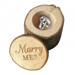 Engagement ring box - rustic wooden case - Marry Me logoValentine's day