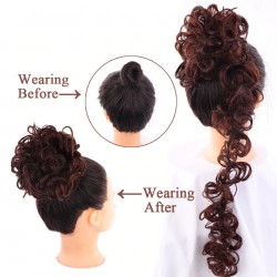 Elastic scrunchie - curly synthetic hair - bun - ponytail - hair extensionWigs