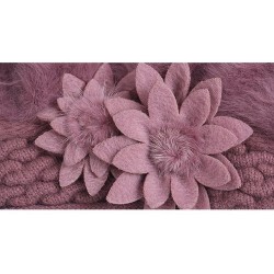 Knitted beret - a warm fur hat with decorative flowersHats & Caps