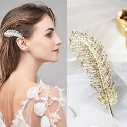 Crystal feather - leaf - hair clipHair clips