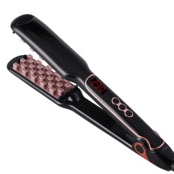 Volumizing hair straightener / curler / brush comb - corn shaped ceramic plates - LCD displayHair straighteners