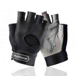 Gym padded gloves - anti-slip silicone grip -with wrist wrapFitness