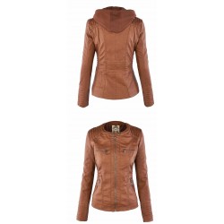 Winter leather jacket - removable inner lining with hood - waterproof - plus sizeJackets