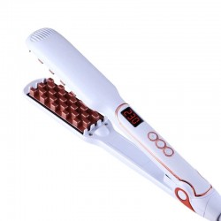 Volumizing hair straightener / curler / brush comb - corn shaped ceramic plates - LCD displayHair straighteners