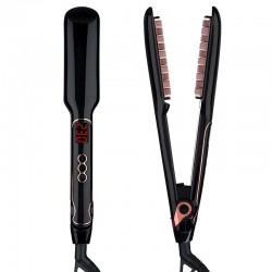 Volumizing hair straightener / curler / brush comb - corn shaped ceramic plates - LCD displayHair straighteners