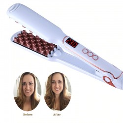 Volumizing hair straightener / curler / brush comb - corn shaped ceramic plates - LCD displayHair straighteners