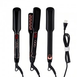 Volumizing hair straightener / curler / brush comb - corn shaped ceramic plates - LCD displayHair straighteners