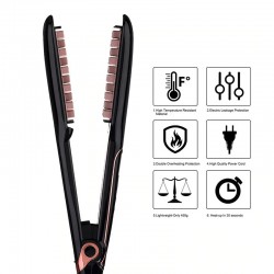 Volumizing hair straightener / curler / brush comb - corn shaped ceramic plates - LCD displayHair straighteners