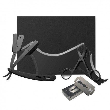 Beard grooming kit - trimming shaving comb - scissors - razor bladesBeard