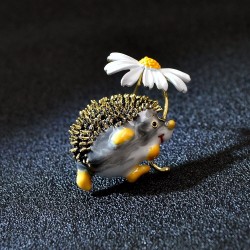 Small hedgehog with a flower - broochBrooches
