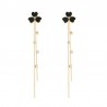 Black clover with crystals - double chain - long earringsEarrings