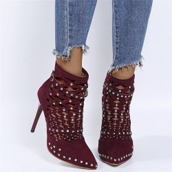 Suede studded pumps - high heels with a back zipperHigh heels