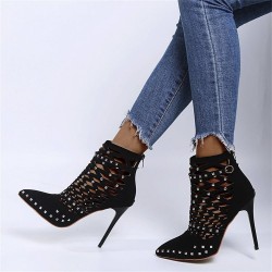 Suede studded pumps - high heels with a back zipperHigh heels