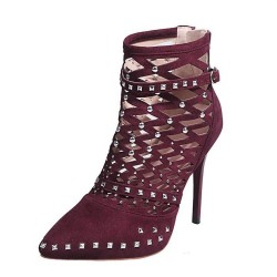 Suede studded pumps - high heels with a back zipperHigh heels