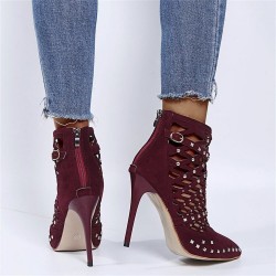 Suede studded pumps - high heels with a back zipperHigh heels
