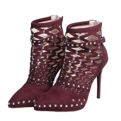 Suede studded pumps - high heels with a back zipperHigh heels