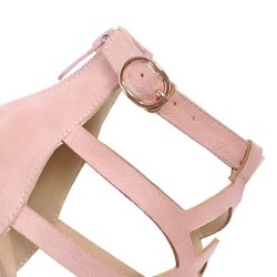 Sexy suede high heels - pumps - with a zipper and a buckleHigh heels