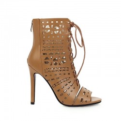 Sexy high heels pumps - ankle length - open toe - lace-up - with a back zipperHigh heels