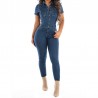 Denim jumpsuit - button up - short sleeve - slimJumpsuits