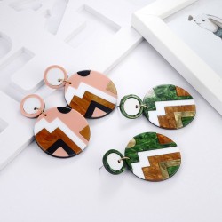 Round acrylic earrings - multicolour geometric designEarrings