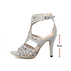 Sexy hollow pumps - high heel sandals - with an ankle strapHigh heels