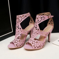 Sexy hollow pumps - high heel sandals - with an ankle strapHigh heels