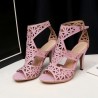 Sexy hollow pumps - high heel sandals - with an ankle strapHigh heels