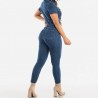 Denim jumpsuit - button up - short sleeve - slimJumpsuits