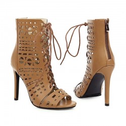 Sexy high heels pumps - ankle length - open toe - lace-up - with a back zipperHigh heels