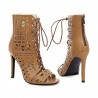 Sexy high heels pumps - ankle length - open toe - lace-up - with a back zipperHigh heels