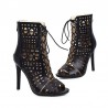 Sexy high heels pumps - ankle length - open toe - lace-up - with a back zipperHigh heels