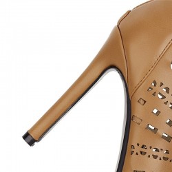 Sexy high heels pumps - ankle length - open toe - lace-up - with a back zipperHigh heels