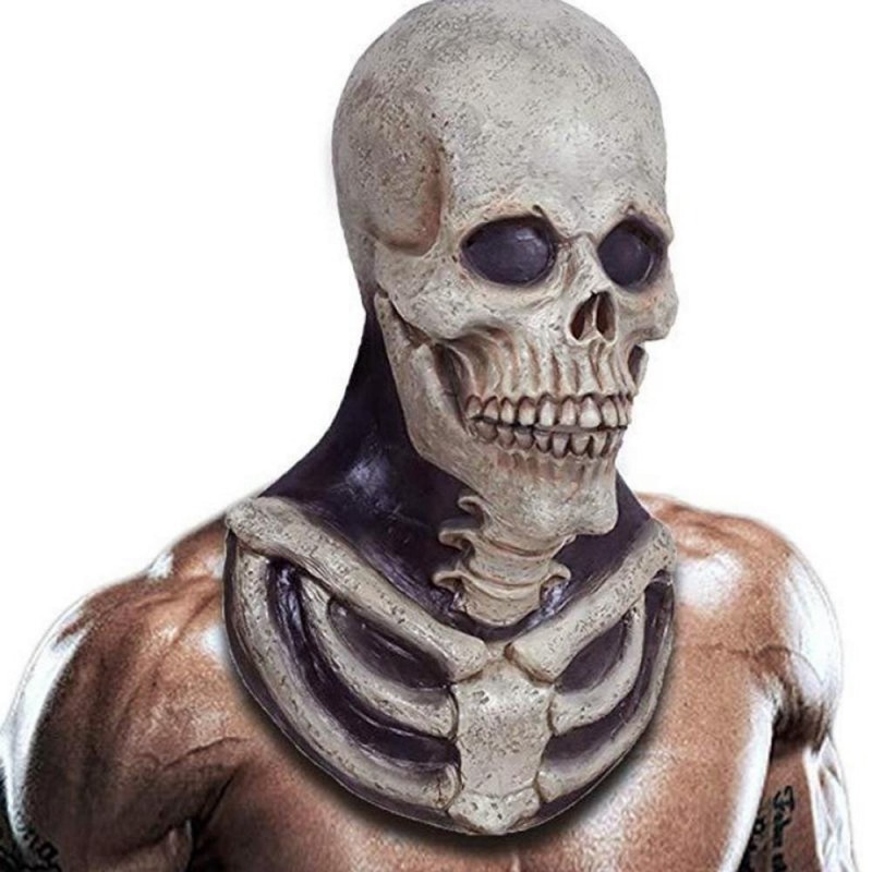 Scary skeleton mask - with chest bones piece - latex - full headMasks