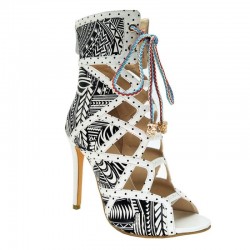 Sexy high heel ankle boots - hollow-out - lace-up - back zipperHigh heels