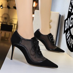 Sexy ankle high heels - lace-up - with meshHigh heels