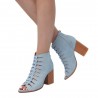 Cross-tied high heel pumps - denim - ankle length - back zipperHigh heels