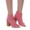 Cross-tied high heel pumps - denim - ankle length - back zipperHigh heels