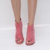 Cross-tied high heel pumps - denim - ankle length - back zipperHigh heels