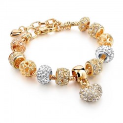 Elegant gold bracelet - with crystal beads & heartBracelets