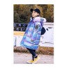 Blue cotton jacket - with fluffy hoodKids