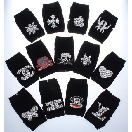 Knitted gloves - fingerless - rivets - diamonds - skullGloves