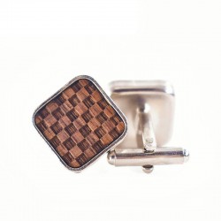Square cufflinks - wooden gridCufflinks